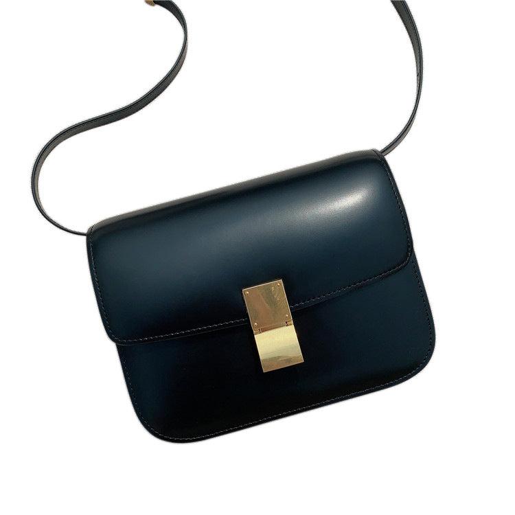 Women's Genuine Leather Tofu Stewardess Retro Simple Shoulder Bags
