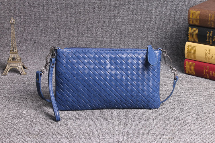 Women's Trendy Genuine Leather Fashion Clutch Hand-woven Handbags