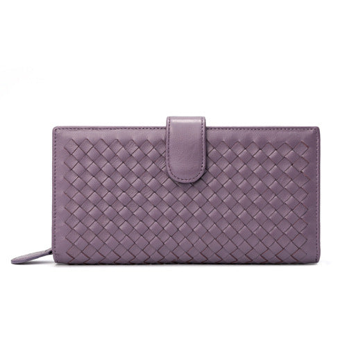 Women's Leather Sheepskin Woven Short Long Man's Ladies Wallets