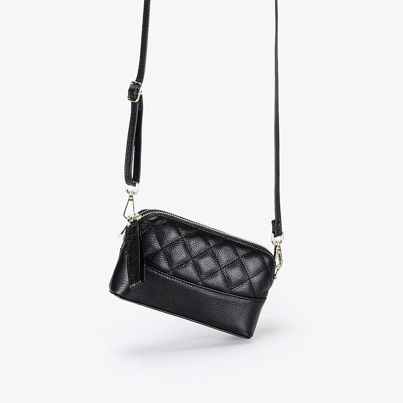 Women's Soft Leather Fashion Diamond Quilted Stray Bags