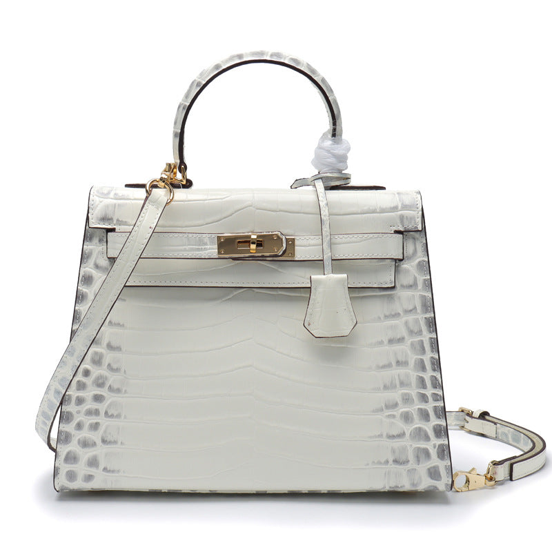 Women's Genuine Leather Fashion Crocodile Pattern Cow Handbags