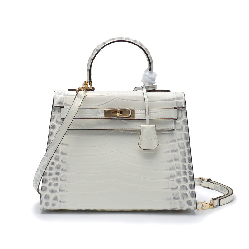 Women's Genuine Leather Fashion Crocodile Pattern Cow Handbags