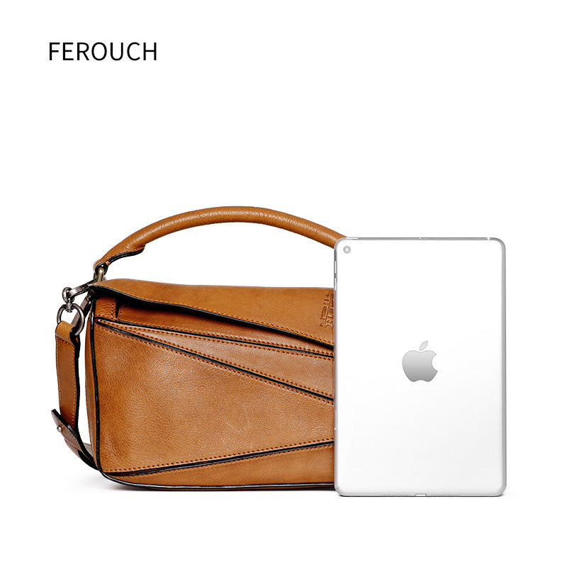 Fashion Entry Lux Geometric Genuine Leather Handbags