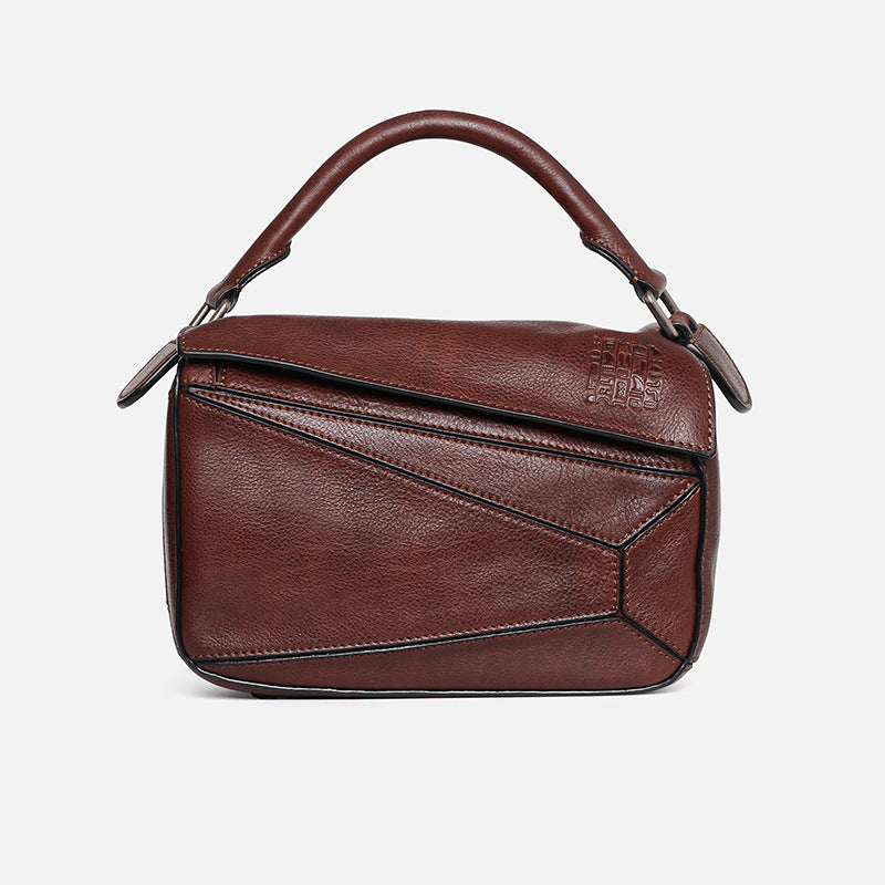 Fashion Entry Lux Geometric Genuine Leather Handbags