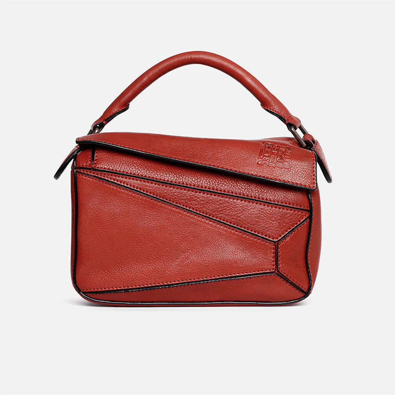 Fashion Entry Lux Geometric Genuine Leather Handbags