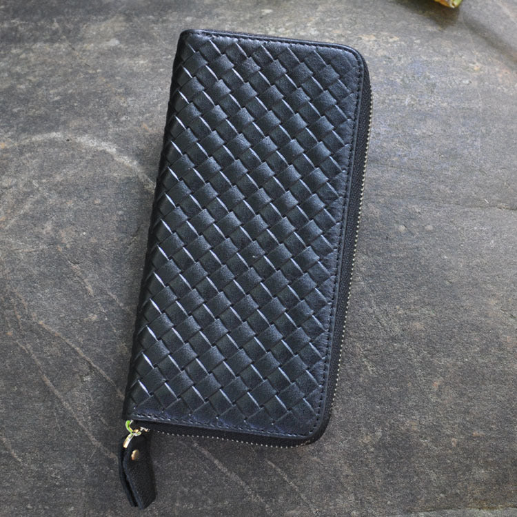 Men's Leather Long Circumference Zipper Vintage Crazy Horse Hand-held Men's Wallets