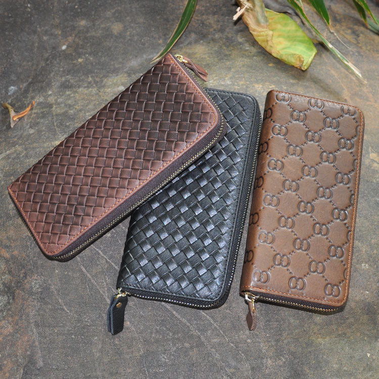 Men's Leather Long Circumference Zipper Vintage Crazy Horse Hand-held Men's Wallets