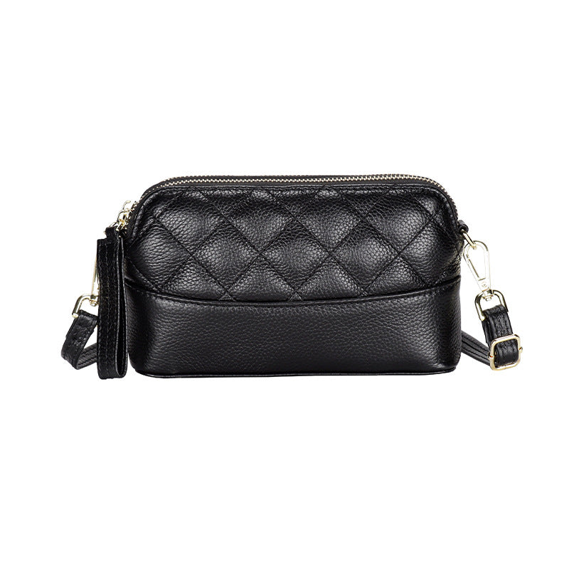 Women's Soft Leather Fashion Diamond Quilted Stray Bags