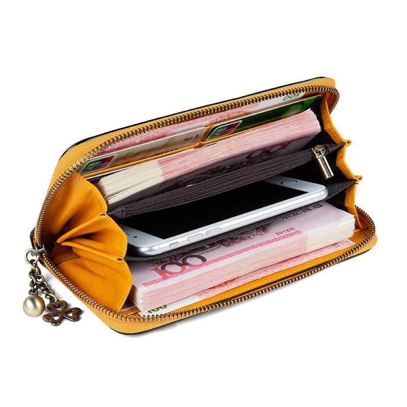 Women's Leather Hand-rub Color Zipper Retro First Bags