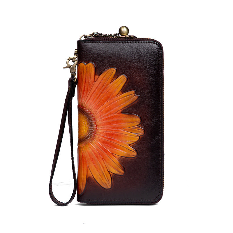 Women's Leather Hand-rub Color Zipper Retro First Bags