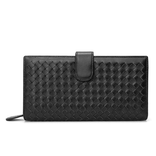Women's Leather Sheepskin Woven Short Long Man's Ladies Wallets