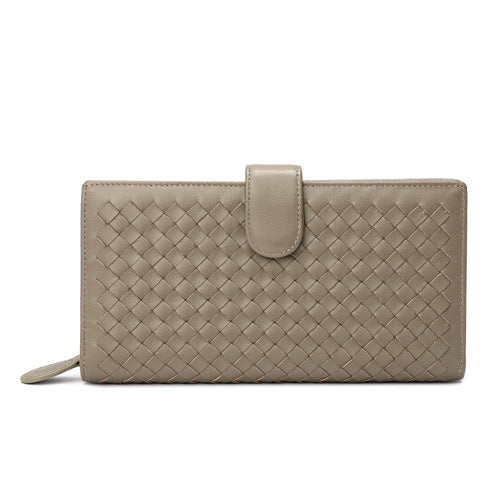 Women's Leather Sheepskin Woven Short Long Man's Ladies Wallets