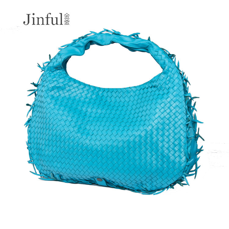 Women's Genuine Leather Shang Handmade Woven Shoulder Bags