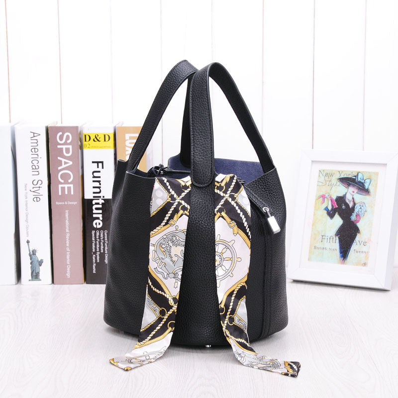 Women's Lunch Box Head Cowhide Genuine Leather Handbags