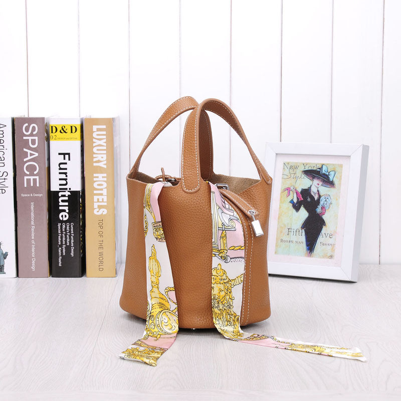 Women's Lunch Box Head Cowhide Genuine Leather Handbags