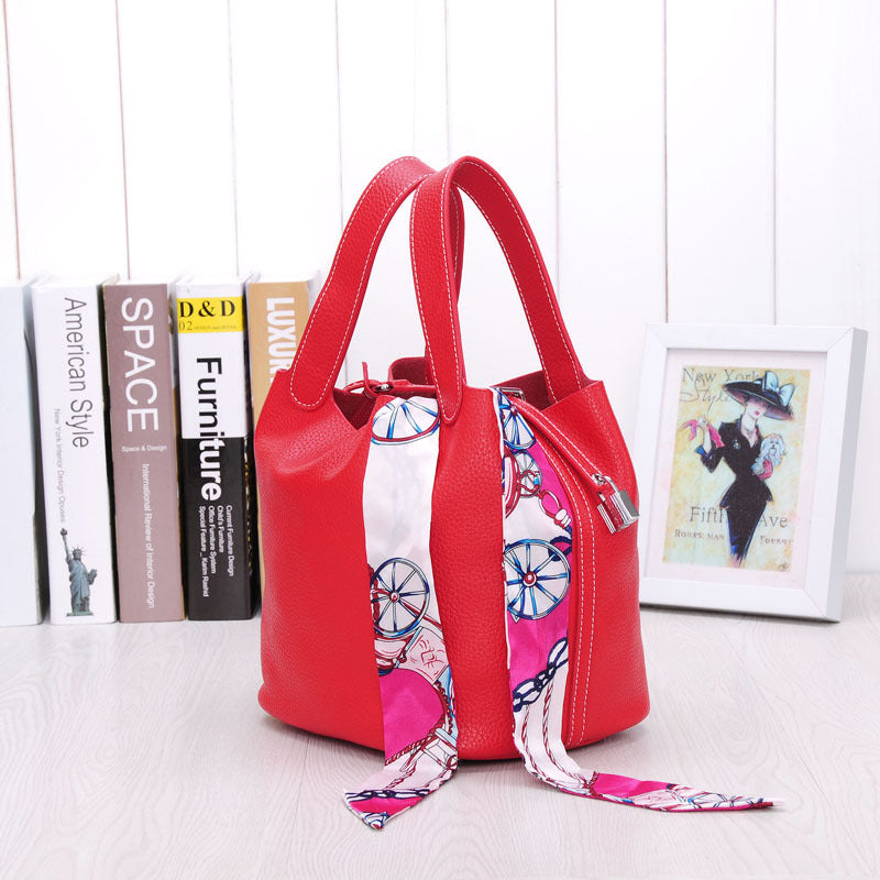 Women's Lunch Box Head Cowhide Genuine Leather Handbags