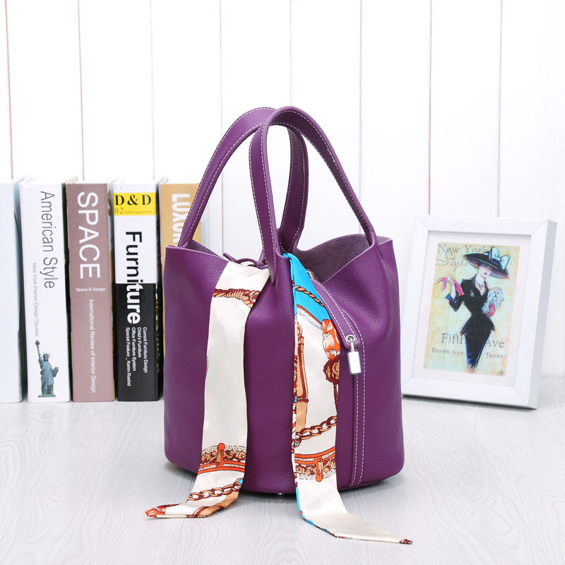 Women's Lunch Box Head Cowhide Genuine Leather Handbags
