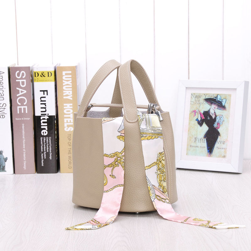 Women's Lunch Box Head Cowhide Genuine Leather Handbags