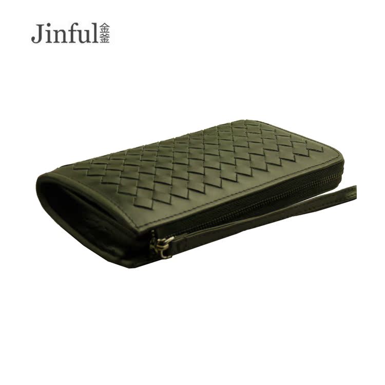 Leather Hand-woven Single Zipper Retro Portable Ladies Wallets