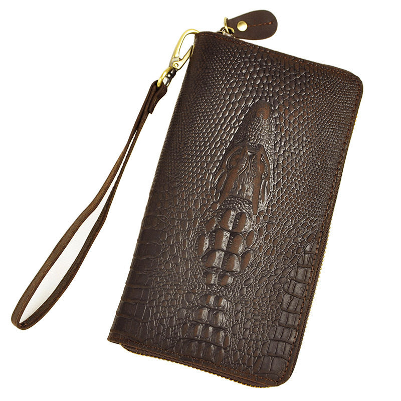 Men's Crazy Horse Skin Cowhide Long Tiger Dragon Crocodile Men's Wallets