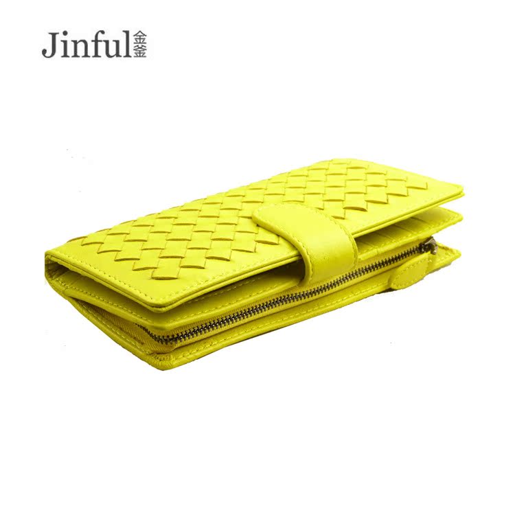 Women's Genuine Leather Hand-woven Multiple Slots Zipper Snap Short Ladies Wallets