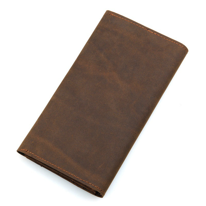 Men's Retro Personalized Long Genuine Leather Crazy Men's Wallets