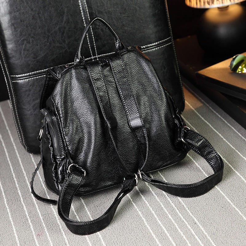 Women's Washed Leather Skull Korean Style Pure Backpacks