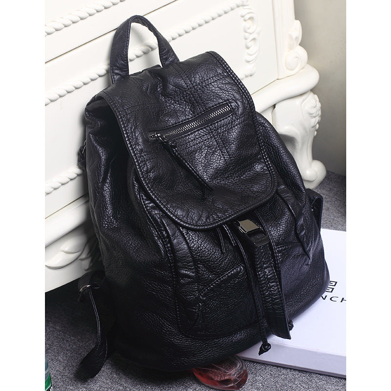 Women's Embroidered Fashion Preppy Style Big Washed Backpacks