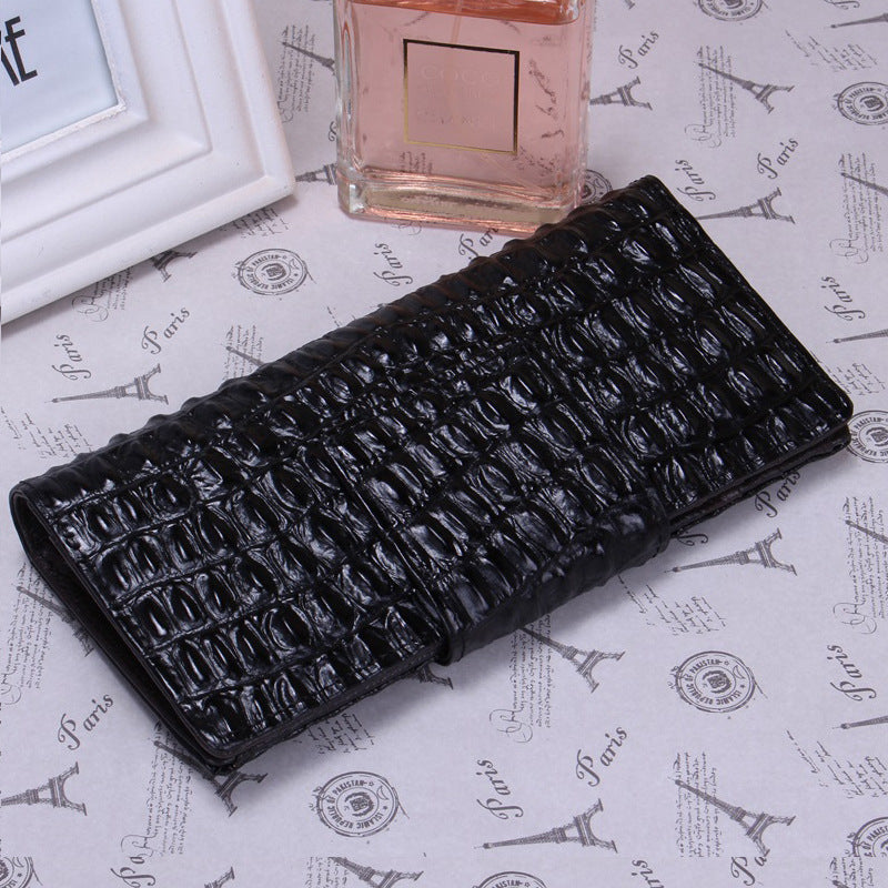 Women's Korean Genuine Leather Crocodile Pattern Snake Mid-length Ladies Wallets