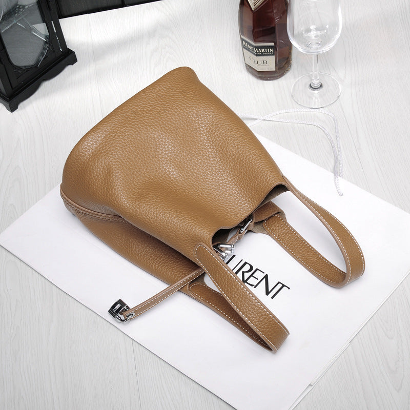 Women's Simple Lychee Pattern Hand Carrying Portable Shopping Handbags