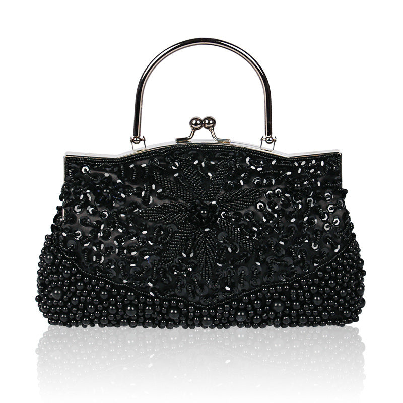 Women's Retro Pearl Embroidery Clutch Dinner Portable Evening Bags