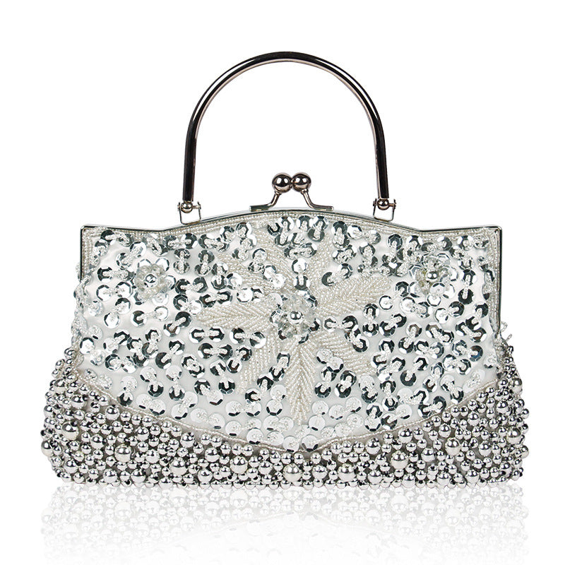 Women's Retro Pearl Embroidery Clutch Dinner Portable Evening Bags