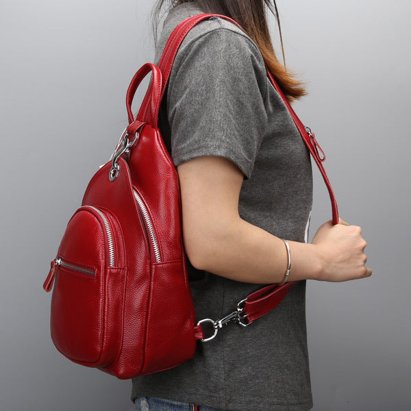 Women's Leather First Layer Cowhide Fashion Backpacks