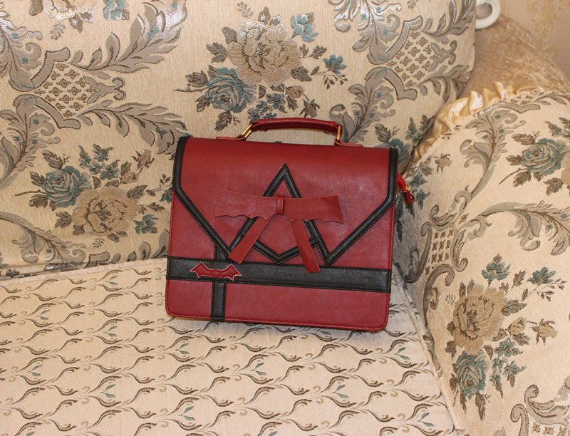 Women's College Style Bowknot Embroidery Uniform Handbags
