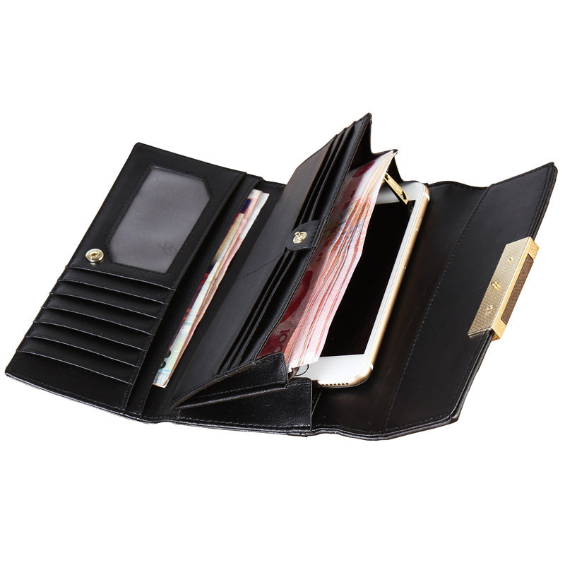 Pure Leather Female Long Genuine Cowhide Ladies Wallets
