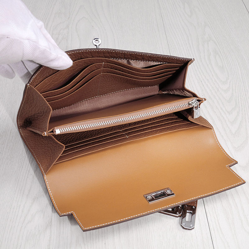 Women's Leather Long First Layer Cowhide Clutch Ladies Wallets