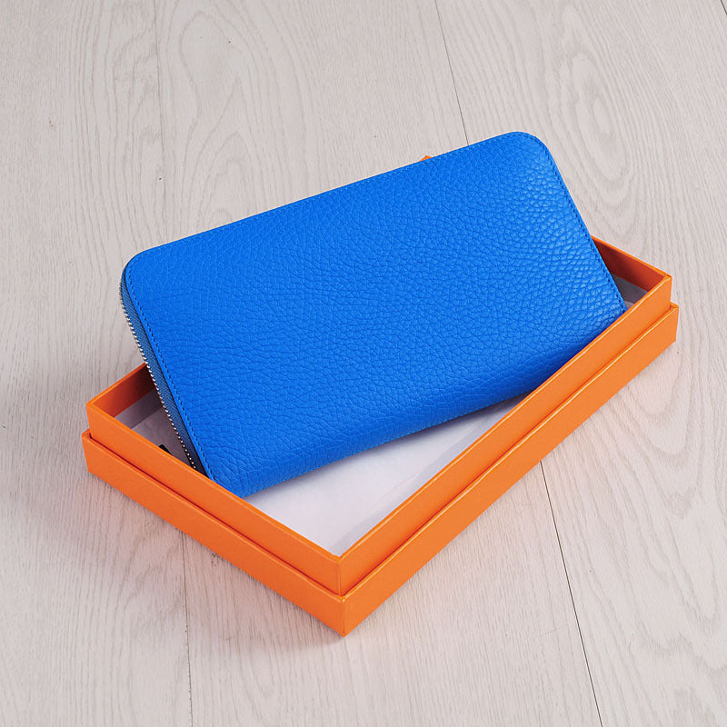 Women's Genuine Leather Long Thin Cowhide Billfold Ladies Wallets