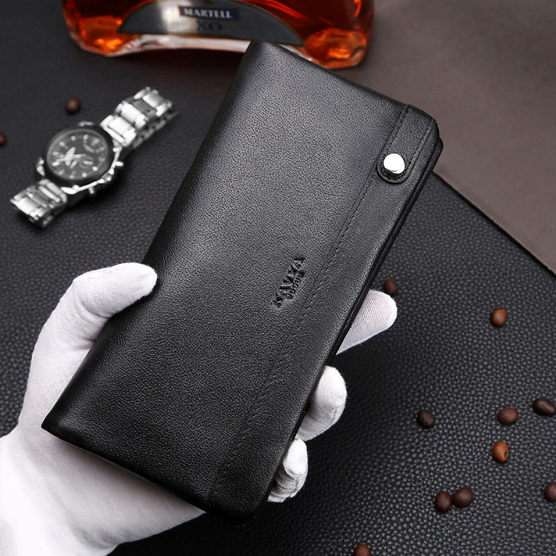 Men's Leather Long Cowhide Zipper South Korean Men's Wallets