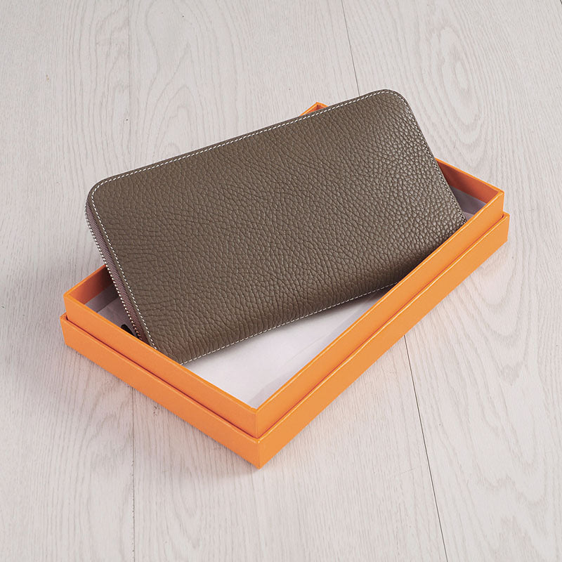 Women's Genuine Leather Long Thin Cowhide Billfold Ladies Wallets