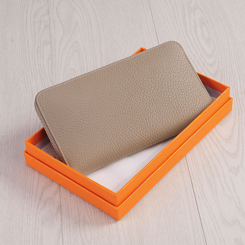 Women's Genuine Leather Long Thin Cowhide Billfold Ladies Wallets
