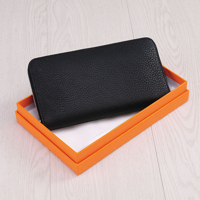 Women's Genuine Leather Long Thin Cowhide Billfold Ladies Wallets