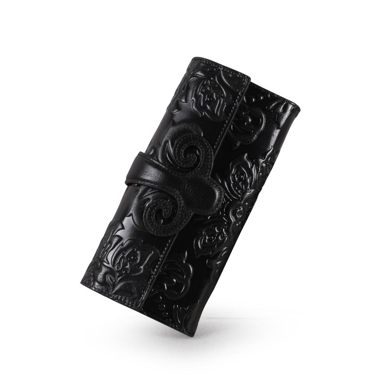 Women's Chinese Style Multiple Slots Trendy Genuine Ladies Wallets