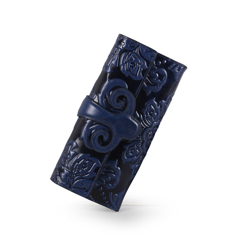 Women's Chinese Style Multiple Slots Trendy Genuine Ladies Wallets