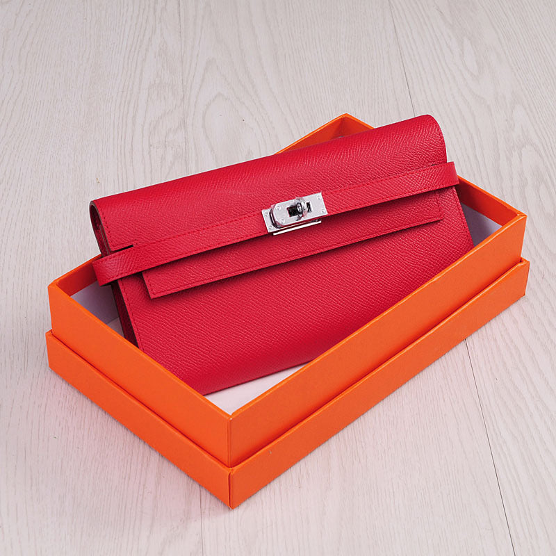 Women's Print First Layer Cowhide Clutch For Ladies Wallets