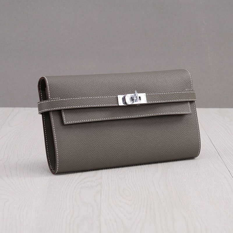 Women's Print First Layer Cowhide Clutch For Ladies Wallets