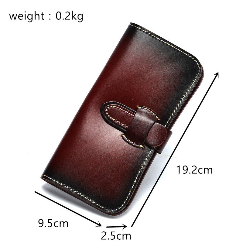 Men's Personality Simple Drawstring Long Cowhide Handmade Ladies Wallets