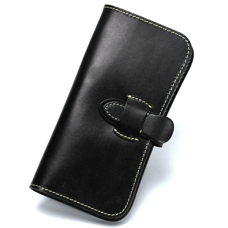Men's Personality Simple Drawstring Long Cowhide Handmade Ladies Wallets