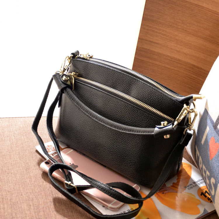 Women's Slouchy Simple Leather Top Layer Crossbody Bags