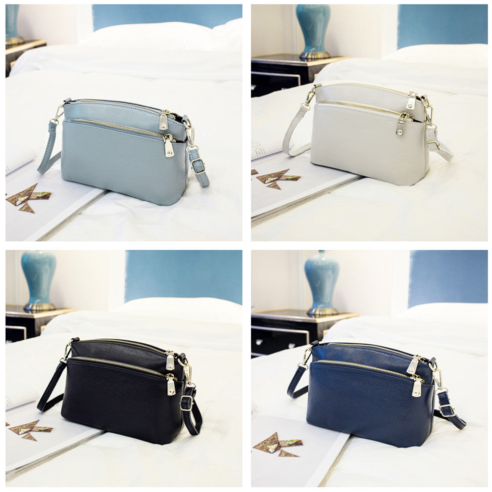 Women's Slouchy Simple Leather Top Layer Crossbody Bags