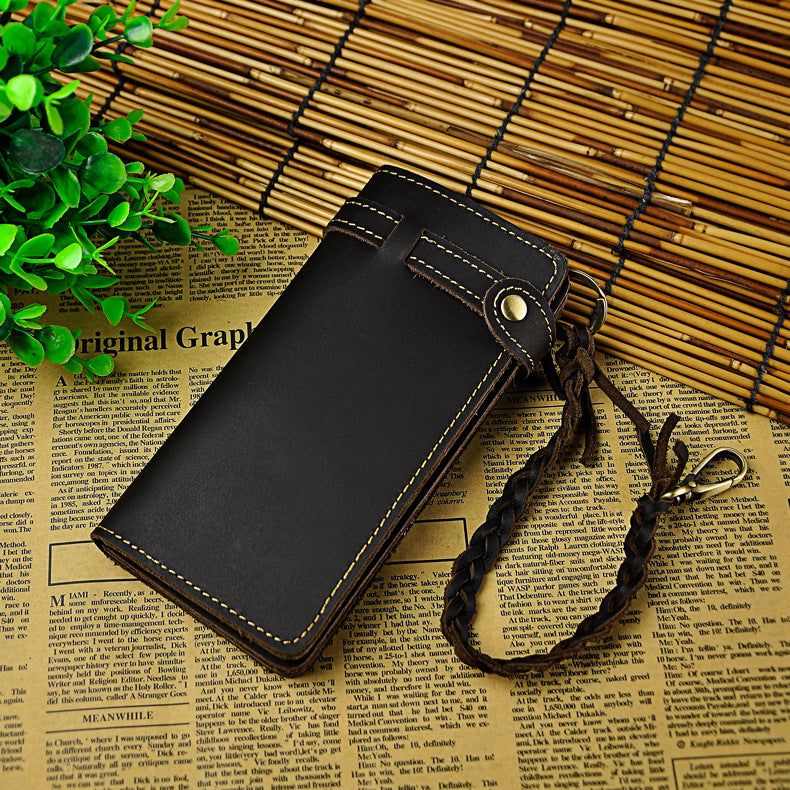 Men's Top Layer Crazy Horse Skin Cowhide Retro Long With Men's Wallets
